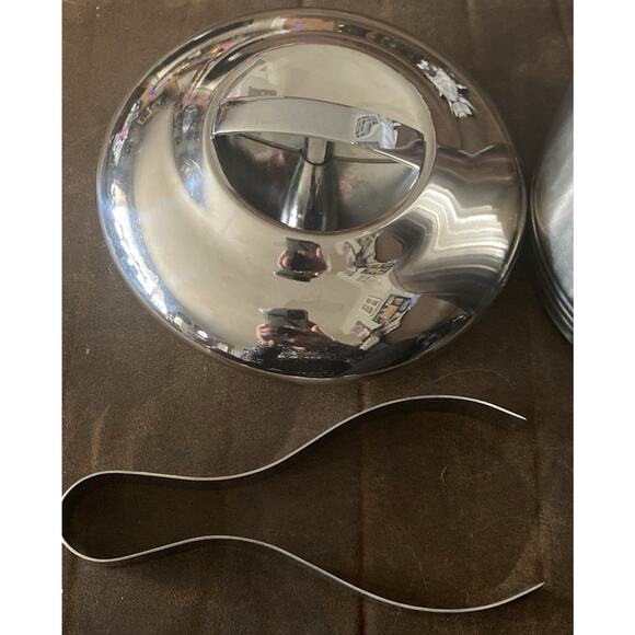 Vintage COPCO Chrome Stainless Silver Retro MCM Ice Bucket, Tongs, Lid Chiller - Picture 2 of 7